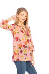 Floral Boho Tunic with Embroidery