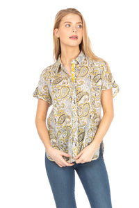 Paisley Floral Short Sleeve Button Down Shirt