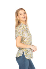 Load image into Gallery viewer, Paisley Floral Short Sleeve Button Down Shirt
