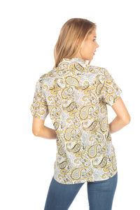 Paisley Floral Short Sleeve Button Down Shirt