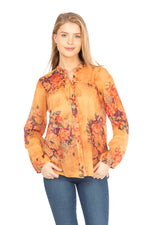 Load image into Gallery viewer, Floral Boho Button-Down Top with Draw Strings
