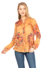 Load image into Gallery viewer, Floral Boho Button-Down Top with Draw Strings
