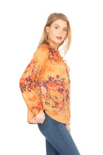 Load image into Gallery viewer, Floral Boho Button-Down Top with Draw Strings
