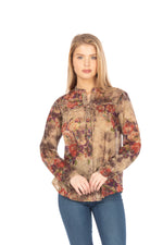 Load image into Gallery viewer, Floral Boho Button-Down Top with Draw Strings
