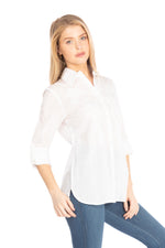 Load image into Gallery viewer, White Button Down Shirt with Paisley Embroidery
