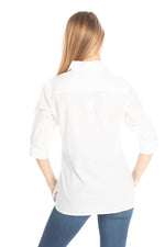 Load image into Gallery viewer, White Button Down Shirt with Paisley Embroidery
