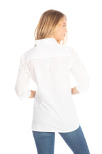 Load image into Gallery viewer, White Button Down Shirt with Paisley Embroidery
