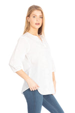 Load image into Gallery viewer, White Tunic with Floral Embroidery and Drawstrings
