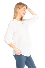 Load image into Gallery viewer, White Tunic with Floral Embroidery and Drawstrings
