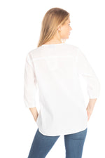 Load image into Gallery viewer, White Tunic with Floral Embroidery and Drawstrings
