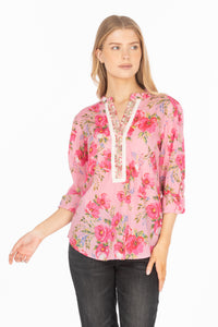 Floral Printed Tunic with Paisley Embroidery