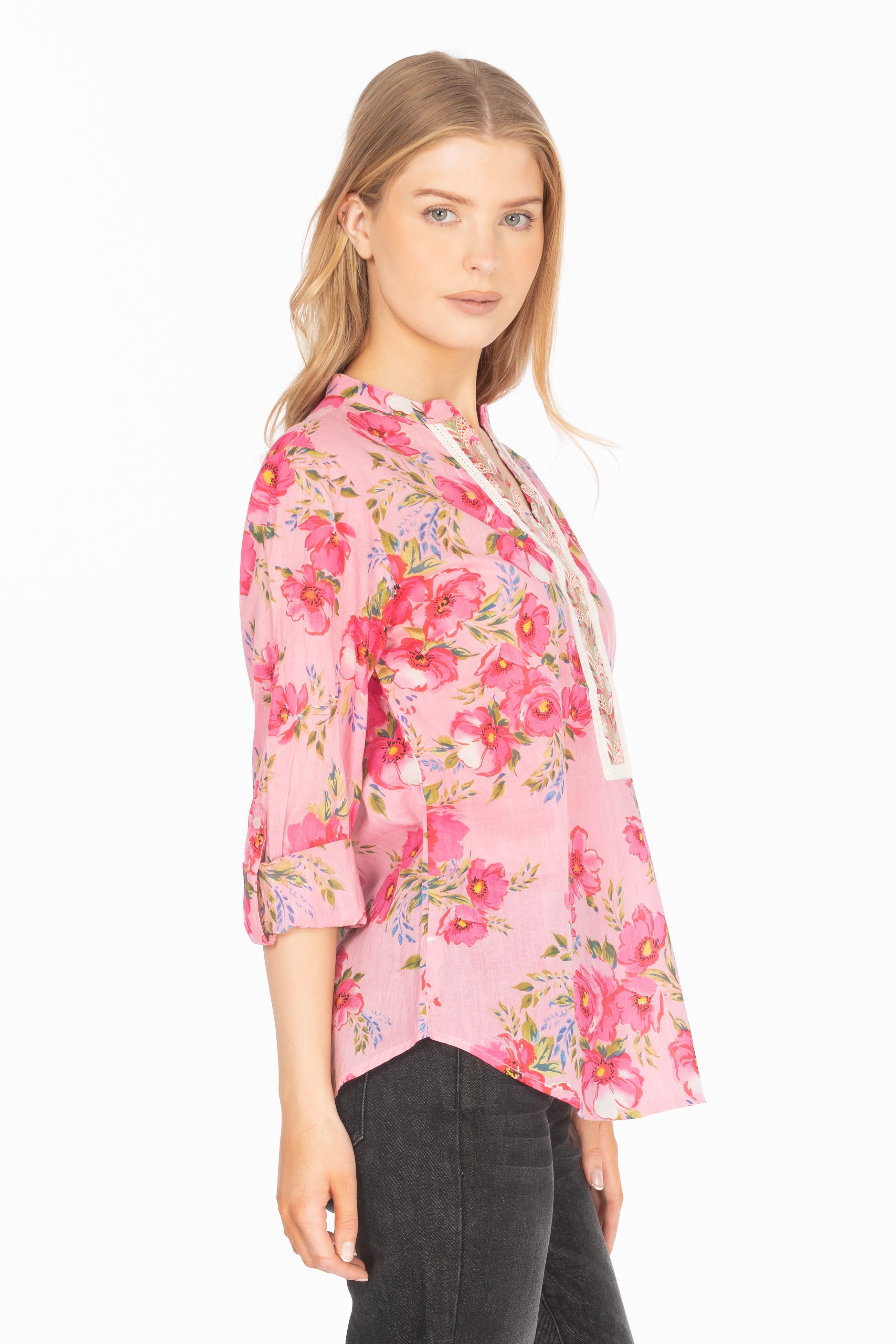 Floral Printed Tunic with Paisley Embroidery