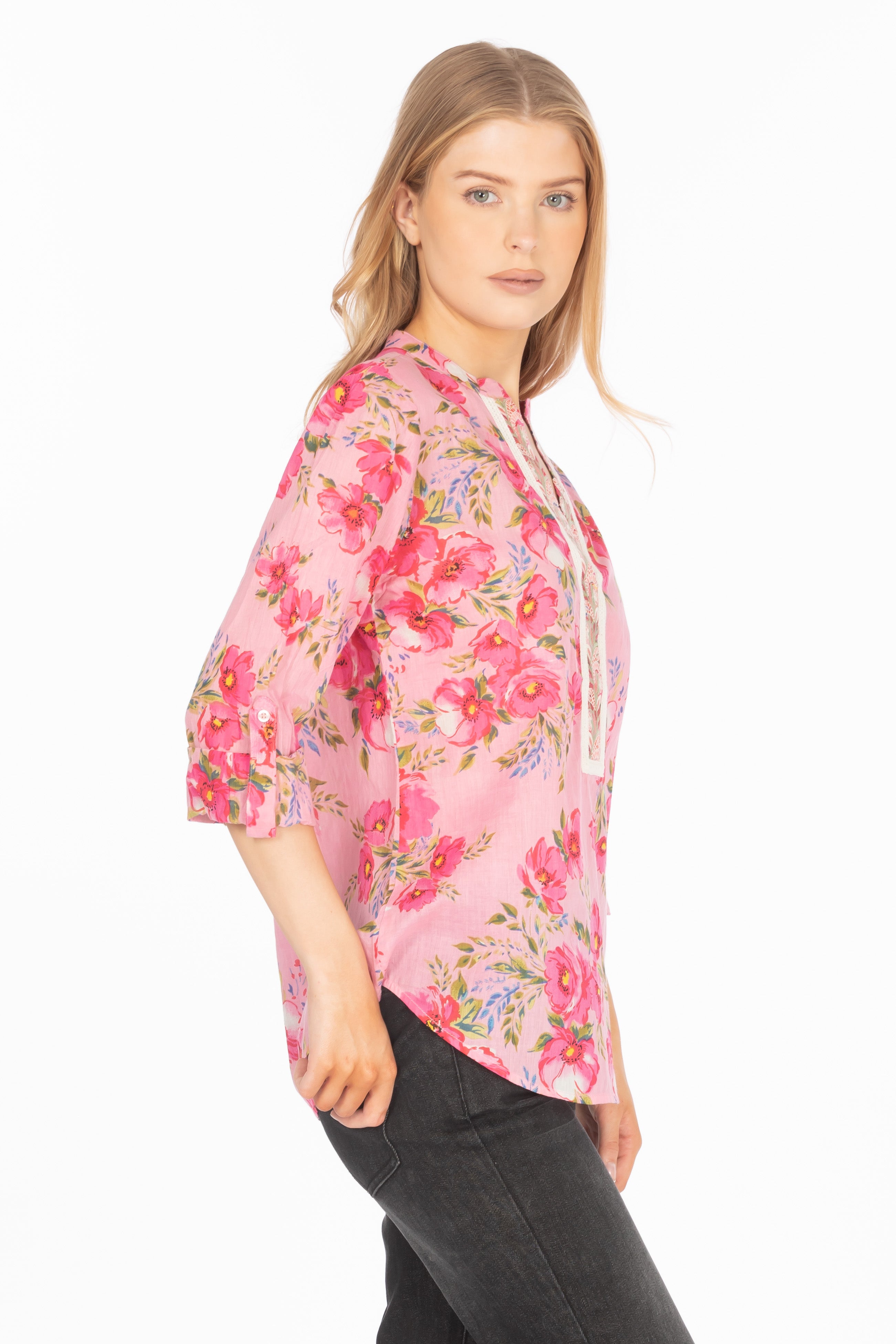 Floral Printed Tunic with Paisley Embroidery