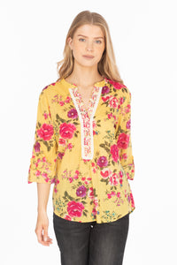 Floral Printed Tunic with Paisley Embroidery