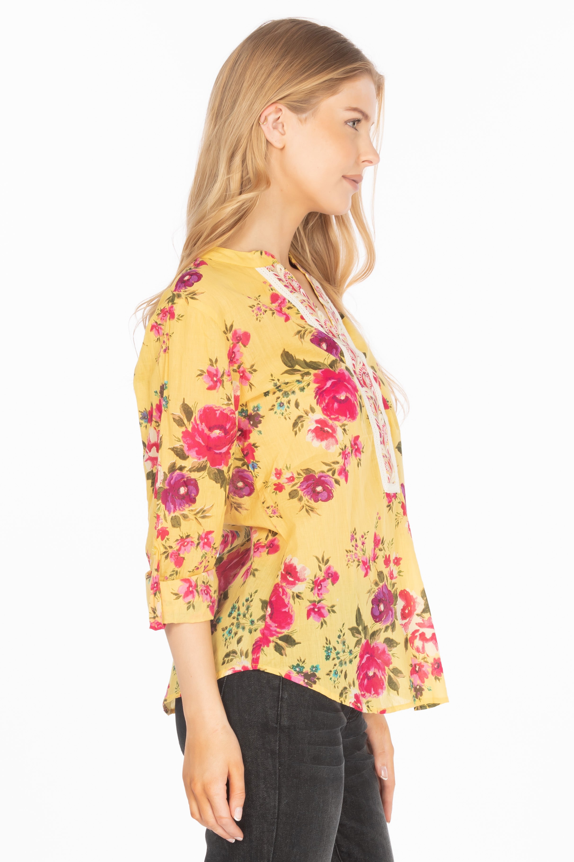 Floral Printed Tunic with Paisley Embroidery