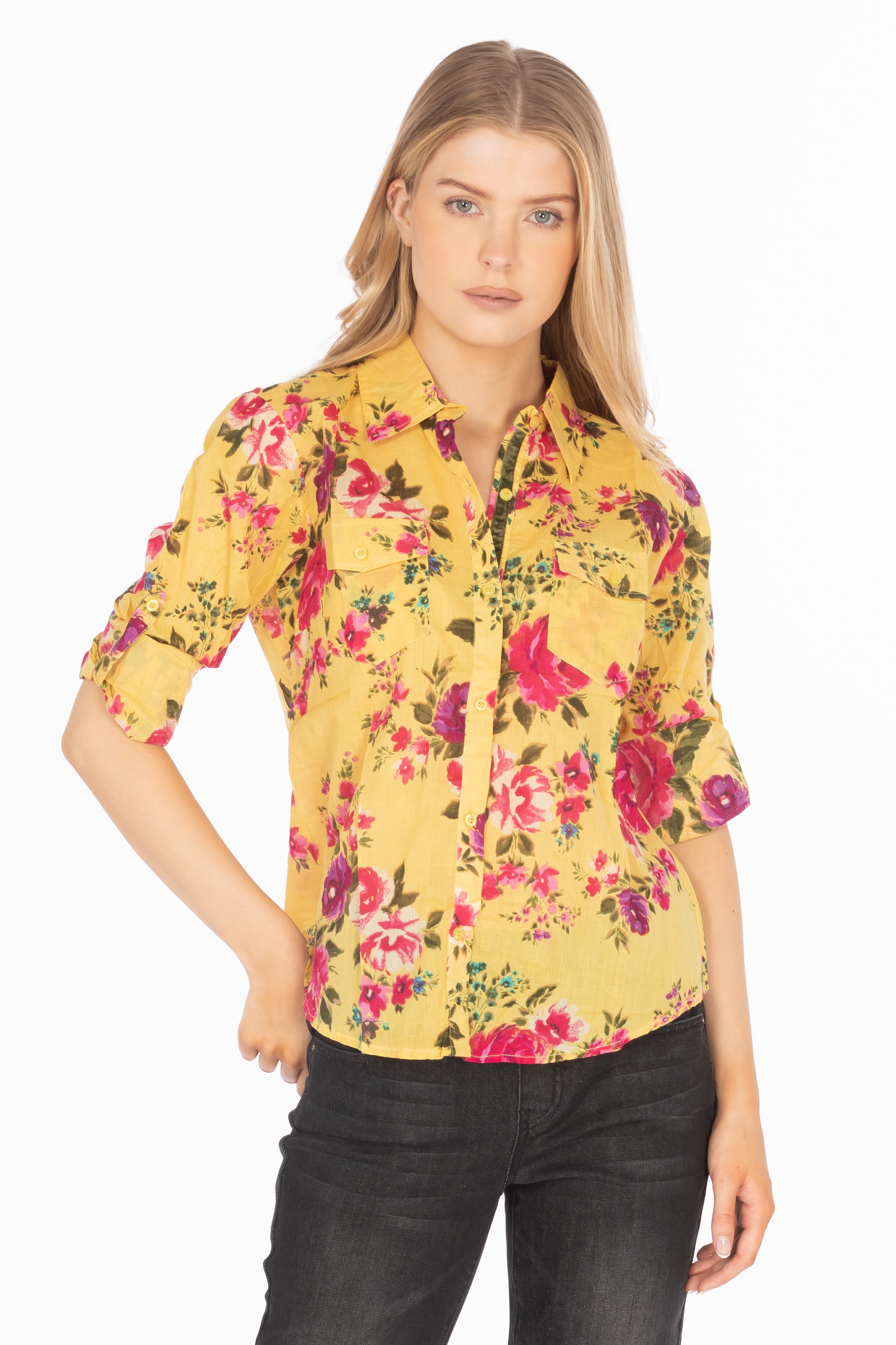 Floral Print Button-Down Shirt