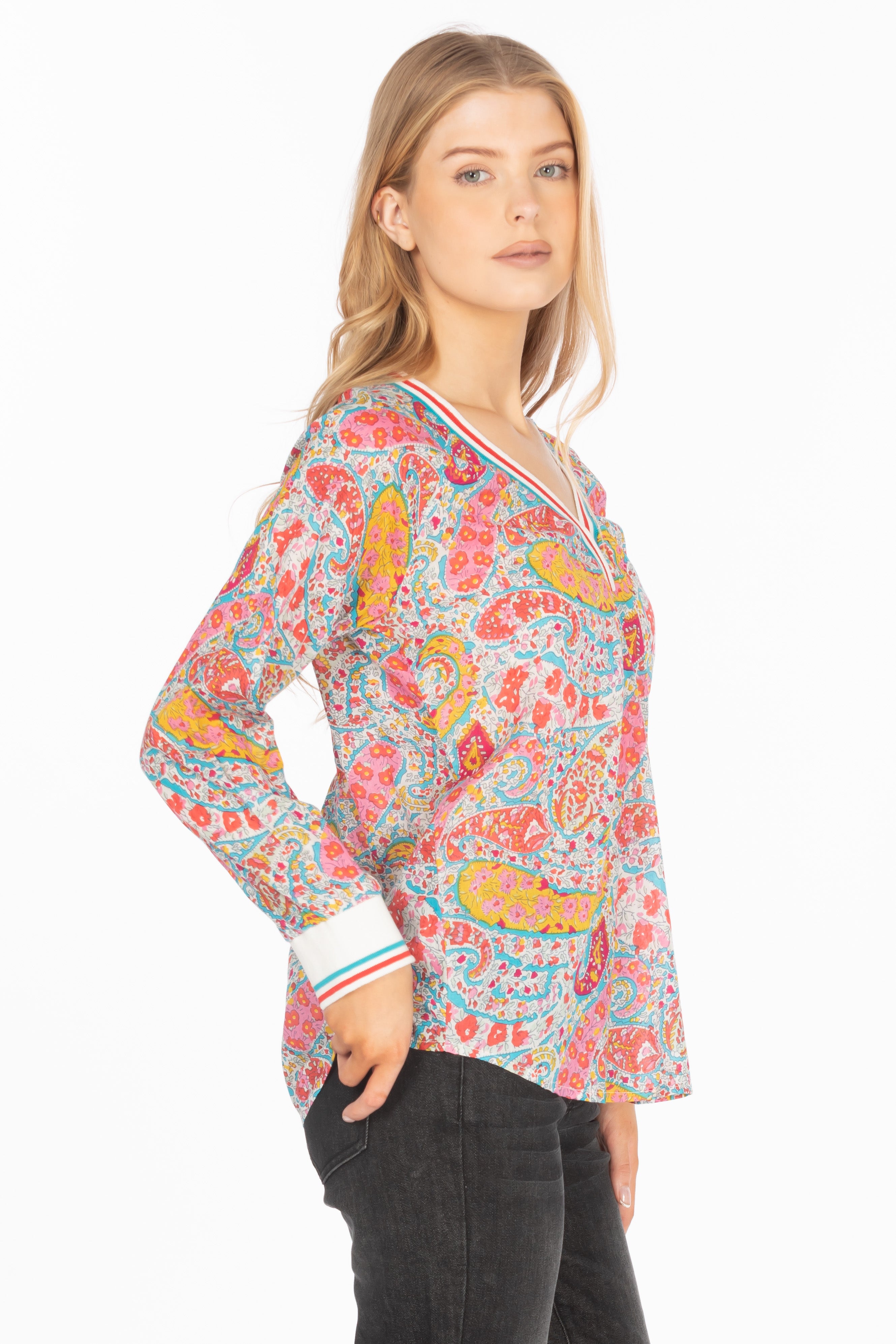 Floral Paisley V-neck Tunic