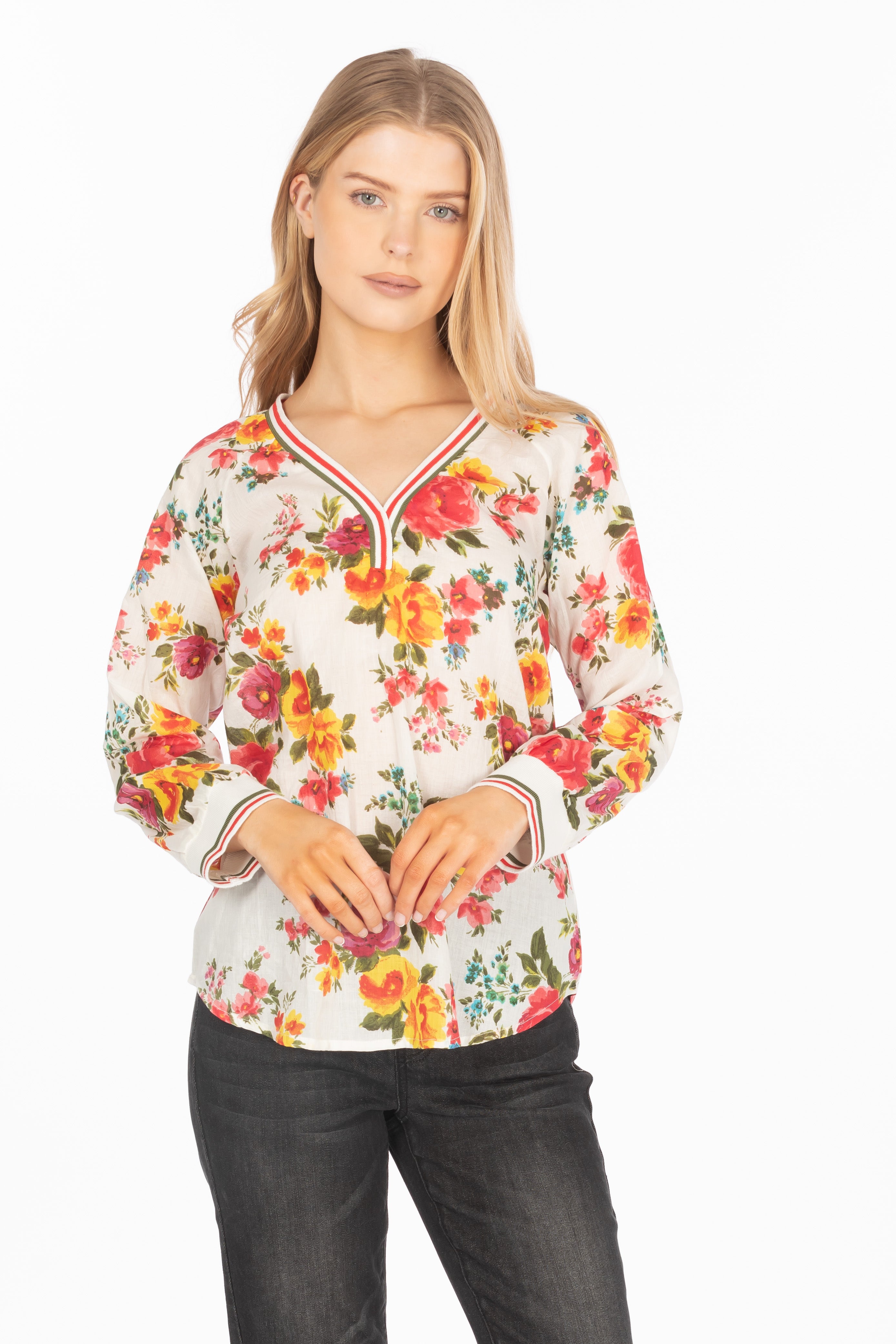 Floral Printed V-neck Tunic