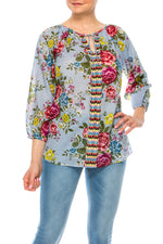 Load image into Gallery viewer, Floral Peasant Top with Embroidery
