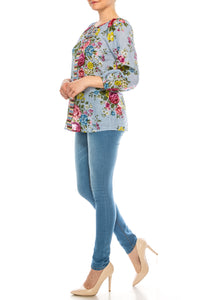 Floral Peasant Top with Embroidery