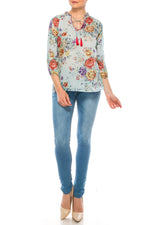 Load image into Gallery viewer, Floral Boho Top with Draw Strings
