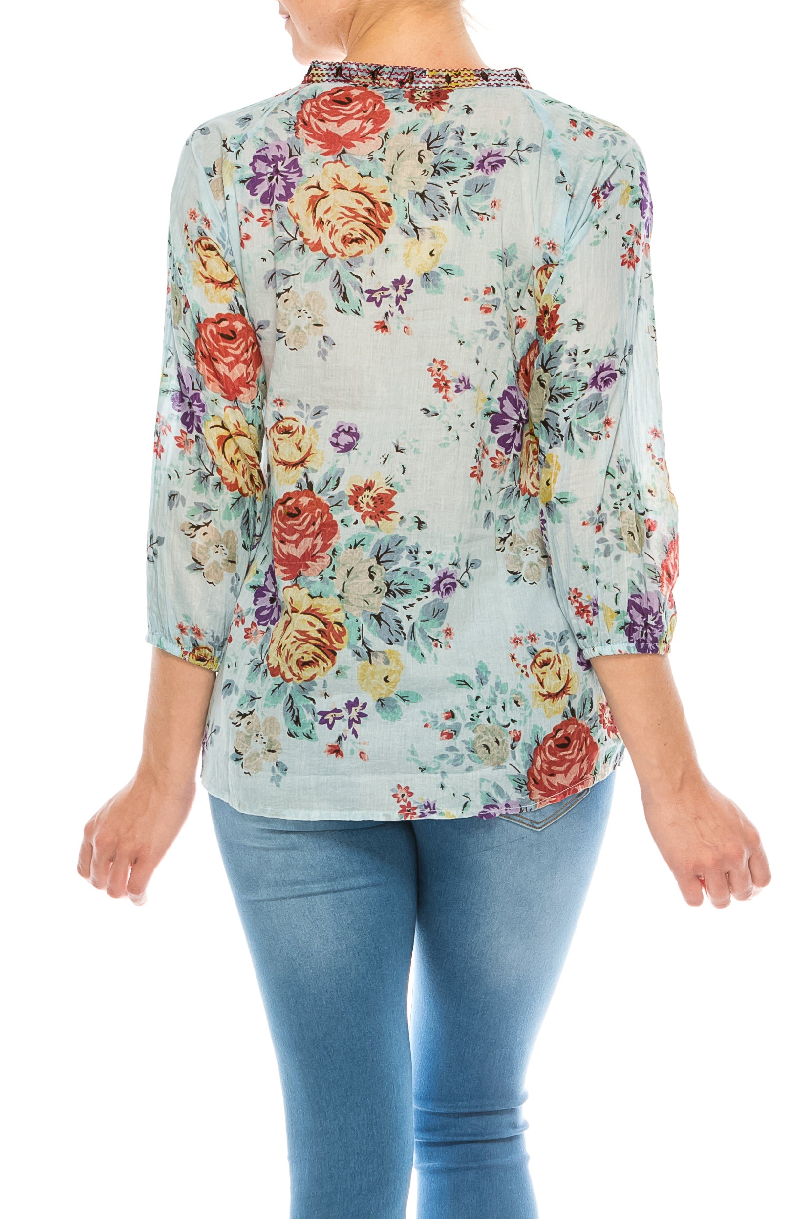 Floral Boho Top with Draw Strings