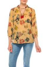 Load image into Gallery viewer, Floral Boho Top with Draw Strings
