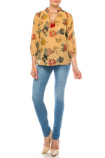 Load image into Gallery viewer, Floral Boho Top with Draw Strings
