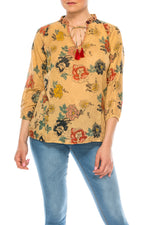 Load image into Gallery viewer, Floral Boho Top with Draw Strings
