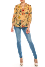 Load image into Gallery viewer, Floral Boho Top with Draw Strings
