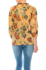 Load image into Gallery viewer, Floral Boho Top with Draw Strings
