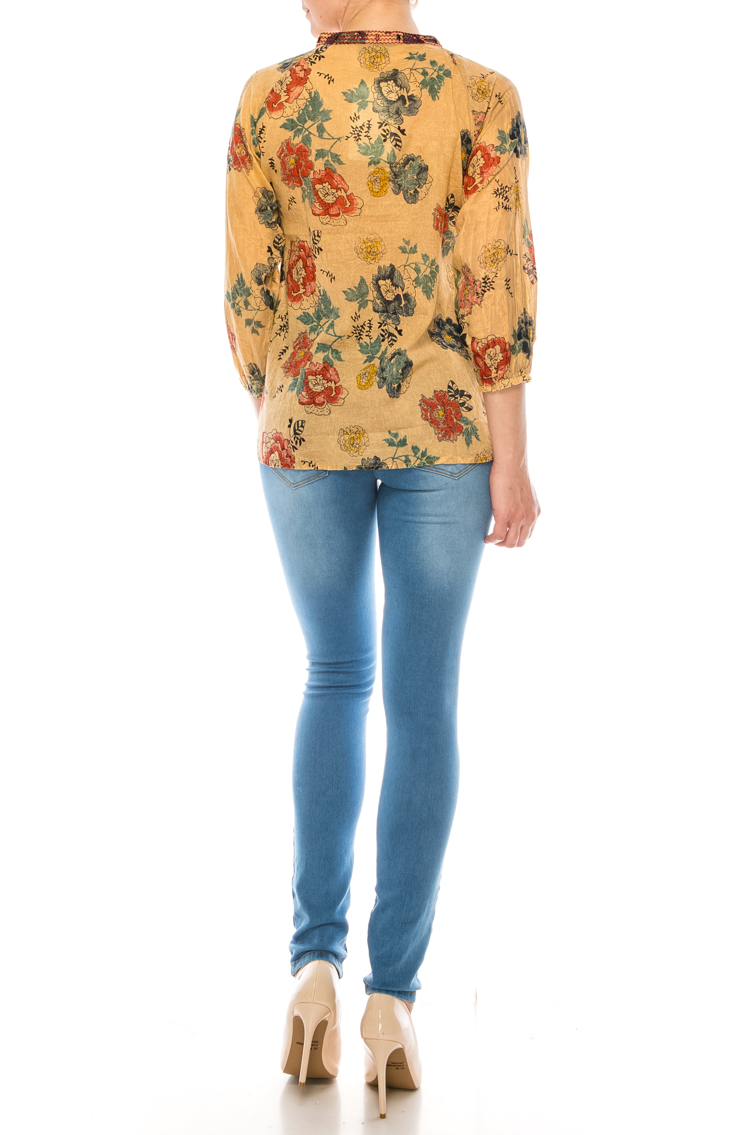 Floral Boho Top with Draw Strings