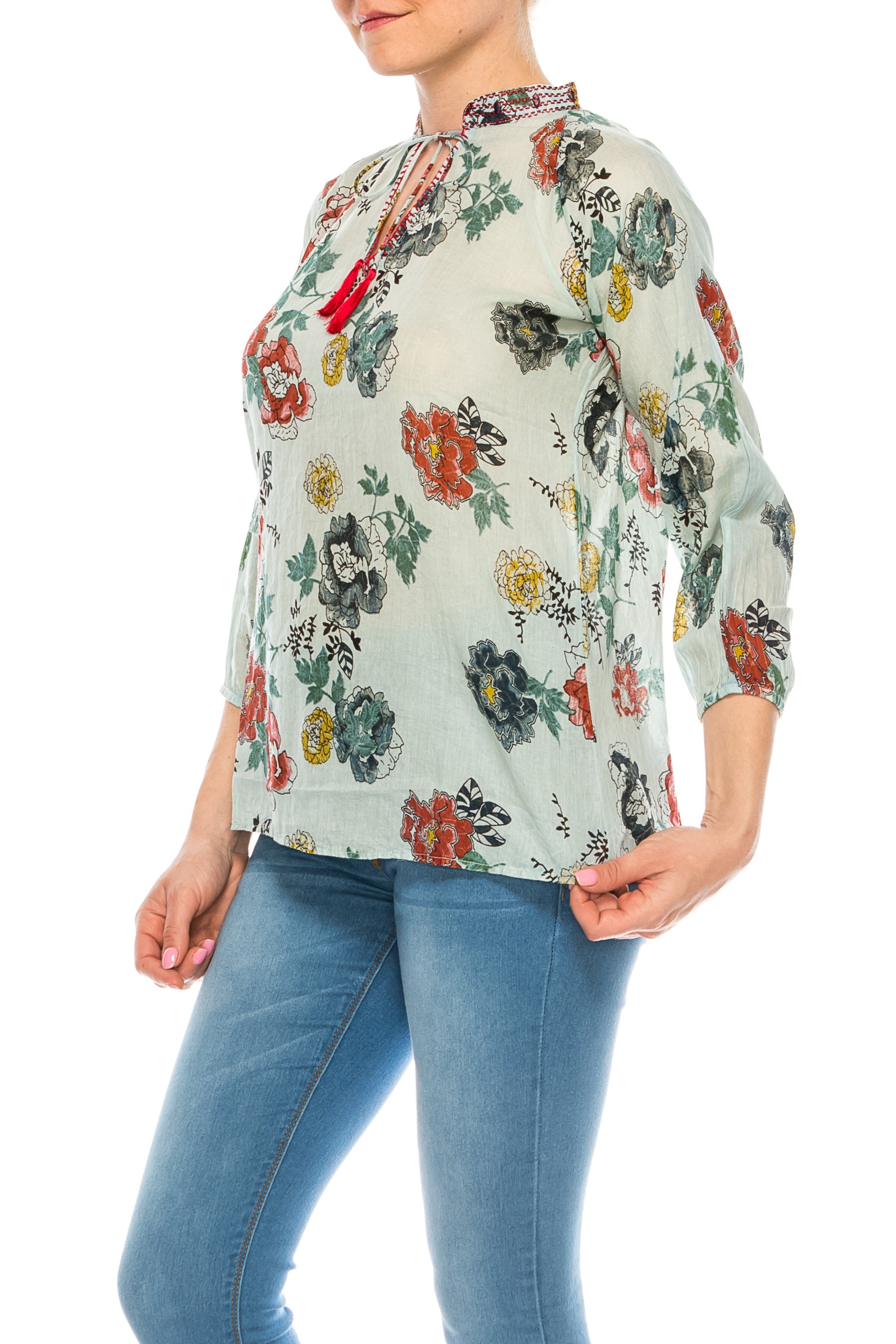 Floral Boho Top with Draw Strings