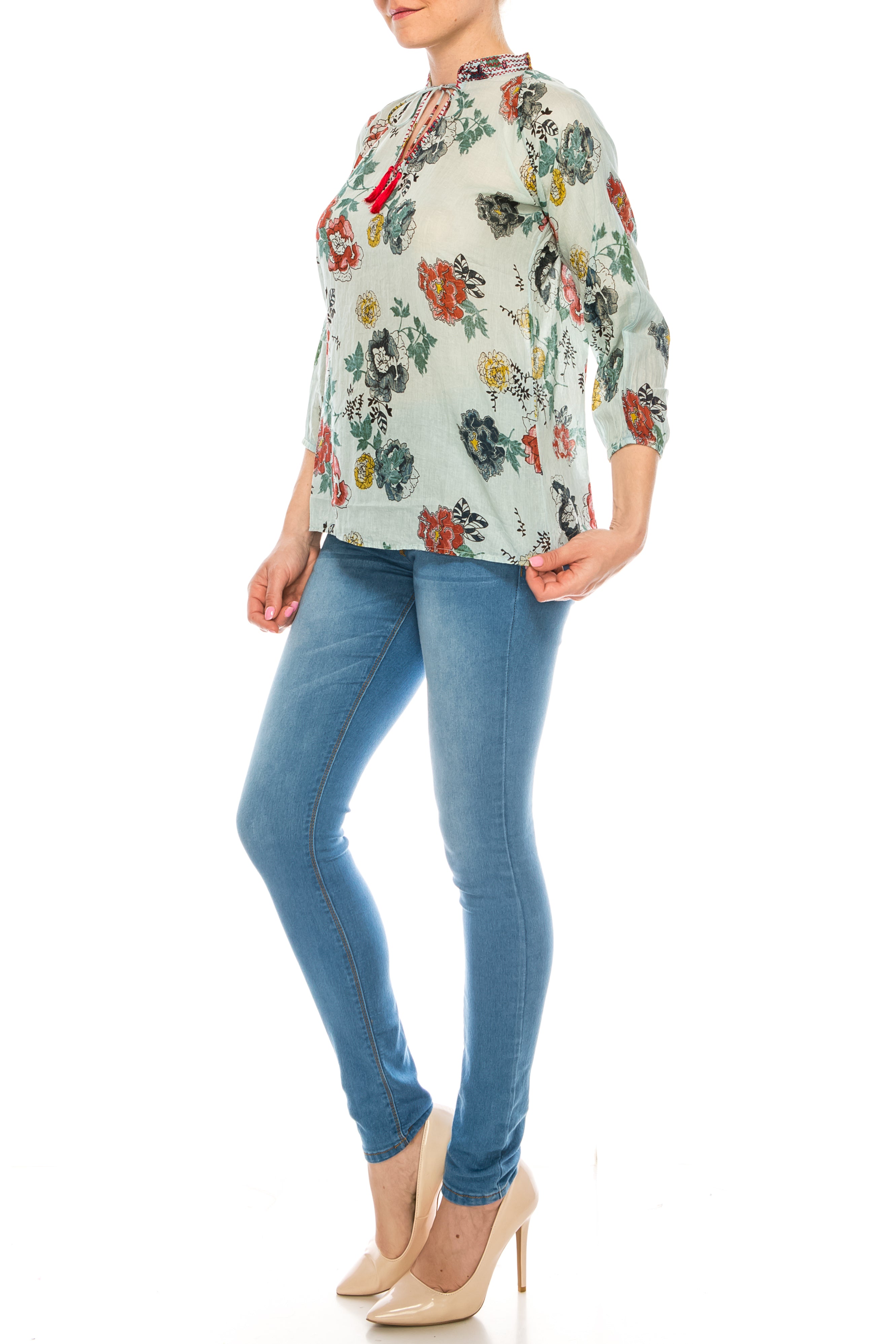 Floral Boho Top with Draw Strings