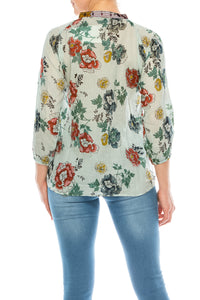 Floral Boho Top with Draw Strings