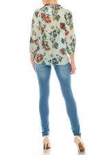 Load image into Gallery viewer, Floral Boho Top with Draw Strings
