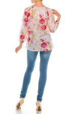 Load image into Gallery viewer, Floral Peasant Top with Embroidery
