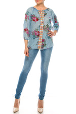 Load image into Gallery viewer, Floral Peasant Top with Embroidery
