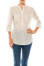 Load image into Gallery viewer, Striped Half Button Down Tunic
