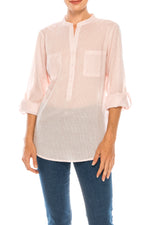 Load image into Gallery viewer, Striped Half Button Down Tunic
