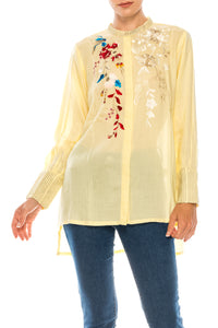 Button-down Boho Top with Embroidery