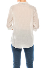 Load image into Gallery viewer, Striped Half Button Down Tunic with Floral Embroidery
