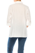 Load image into Gallery viewer, White Button-down Shirt with White Floral Embroidery
