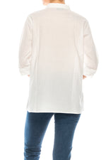 Load image into Gallery viewer, White Button-down Shirt with Floral Embroidery
