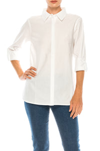 White Button Down Shirt with  Embroidered Back