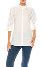 Load image into Gallery viewer, White Button Down Shirt with  Embroidered Back
