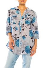 Load image into Gallery viewer, Floral Printed Button-Down Tunic with Vintage Wash
