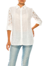 Load image into Gallery viewer, White Shirt with Eyelet Lace and Vintage Wash
