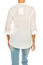 Load image into Gallery viewer, Half Button Down Tunic with Floral Embroidery
