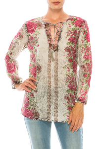 Vintage Boho Blouse with Embroidery and Drawstrings